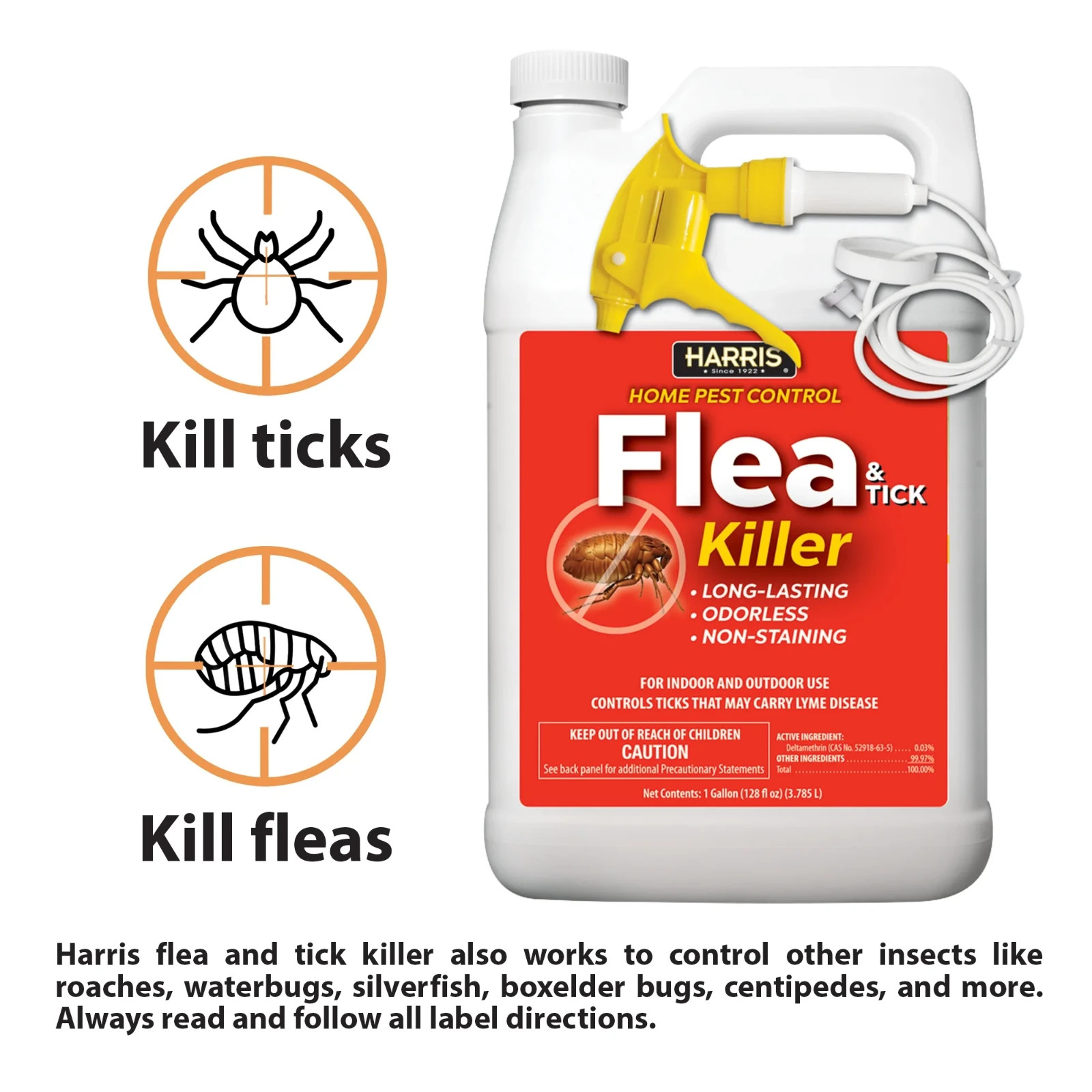 NEW! Harris Home Pest Control Flea & Tick Killer Liquid 1 gal Free Shipping