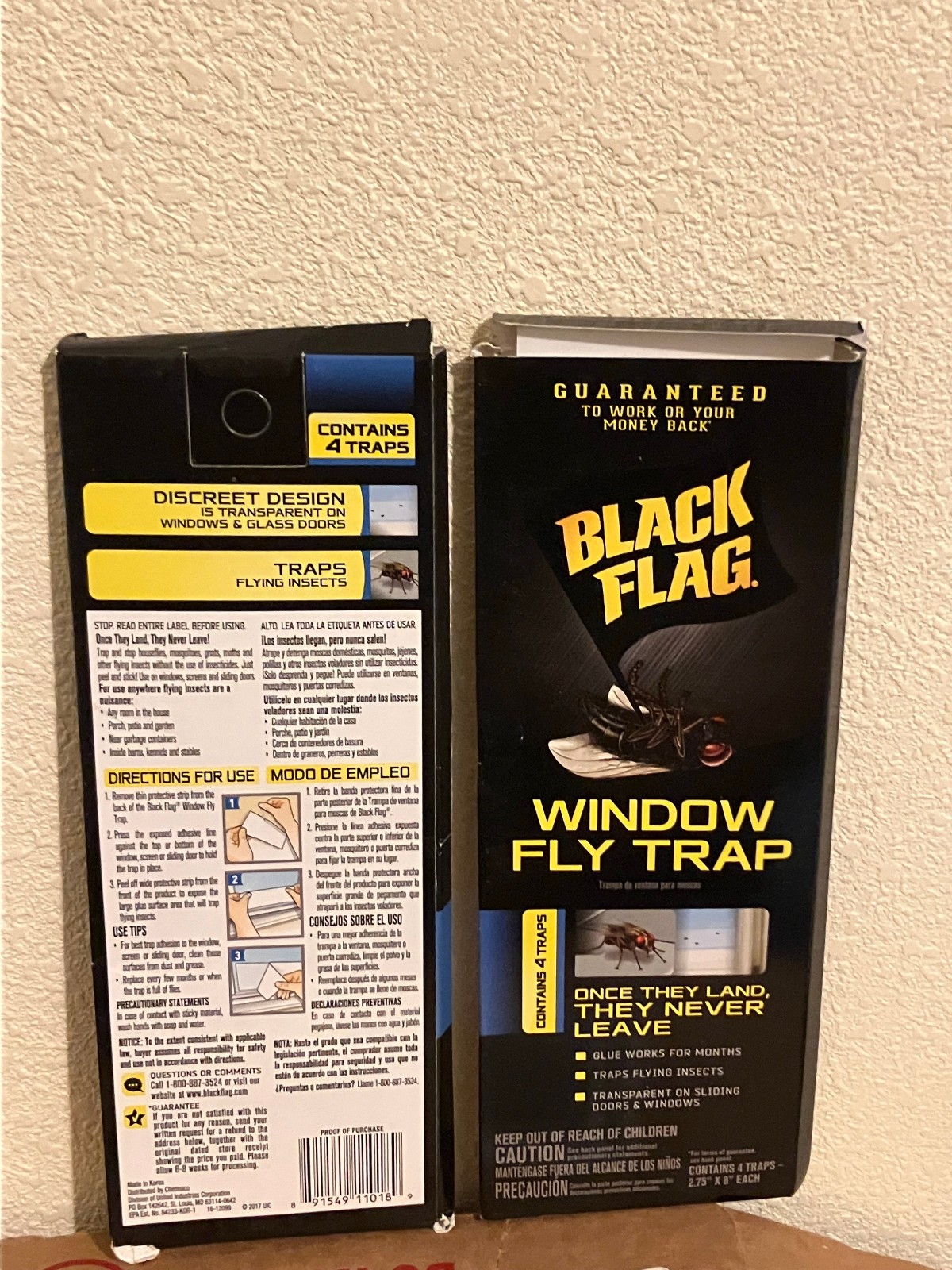 2 pack Black Flag WINDOW FLY TRAP Transparent Sheet 2.75″ X 8″ L 4 Traps