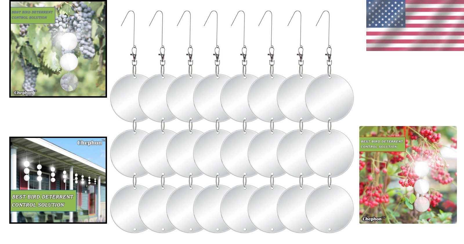 Classic Silver Bird Scare Discs Set – 24 Large Reflective Devices for Determent