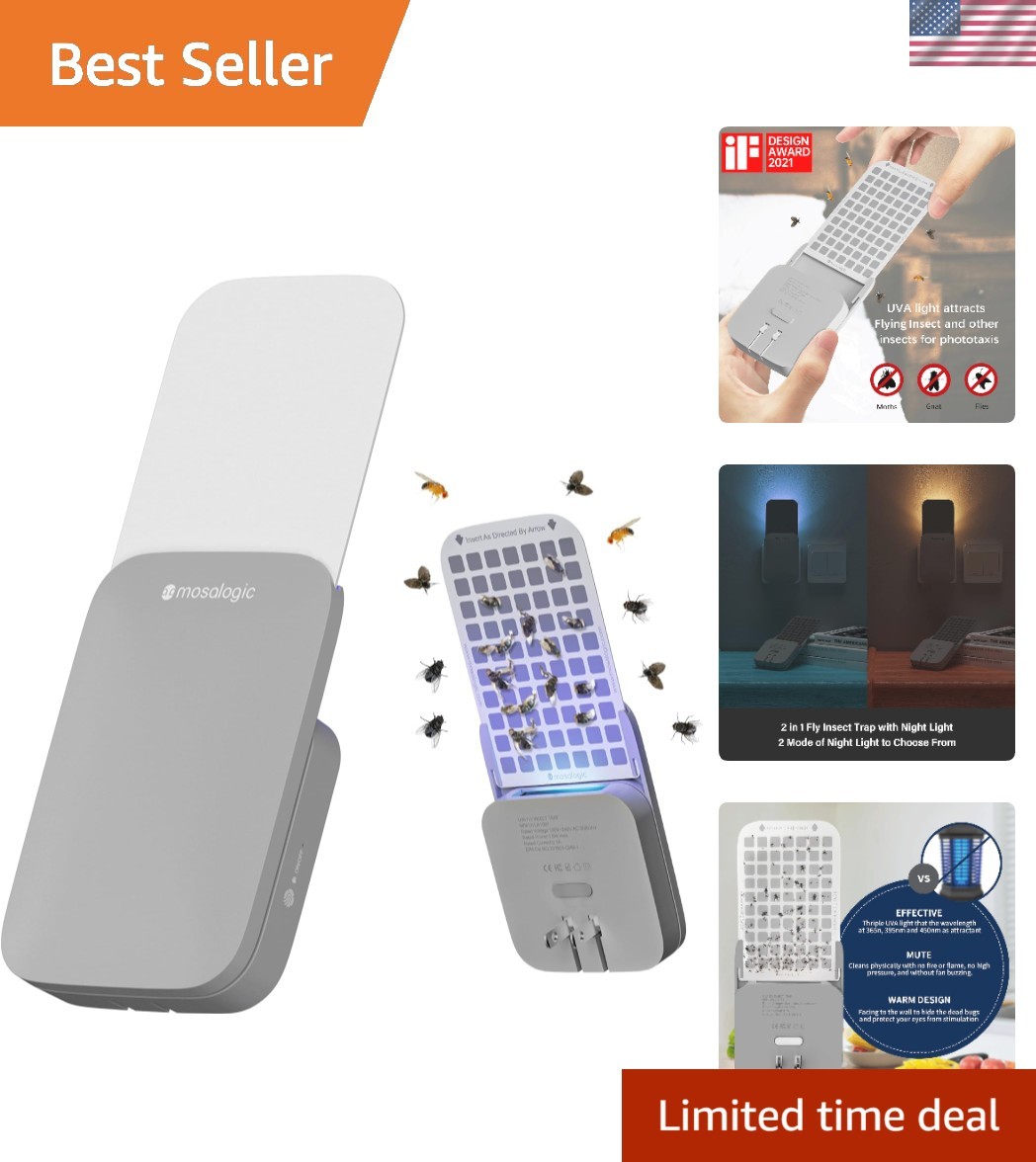 Modern Fly Tapper with UV Light & Night Light – Captures Mosquitoes Effortlessly