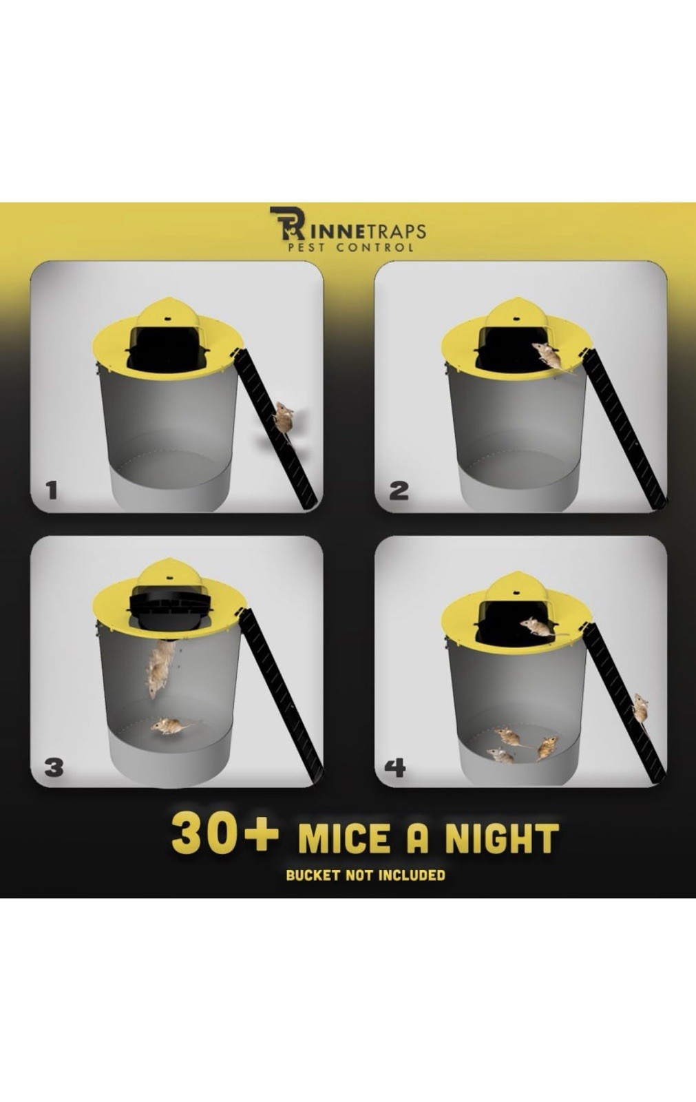 Flip N Slide Bucket Lid Mouse Trap – Original – Made in the China-pack Of 4