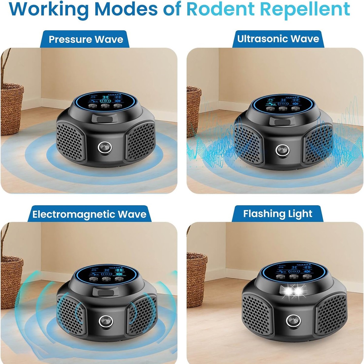 1-2 Pcs Ultrasonic Rodent Repellent Pest Repeller Mouse Blocker Rat Deterrent
