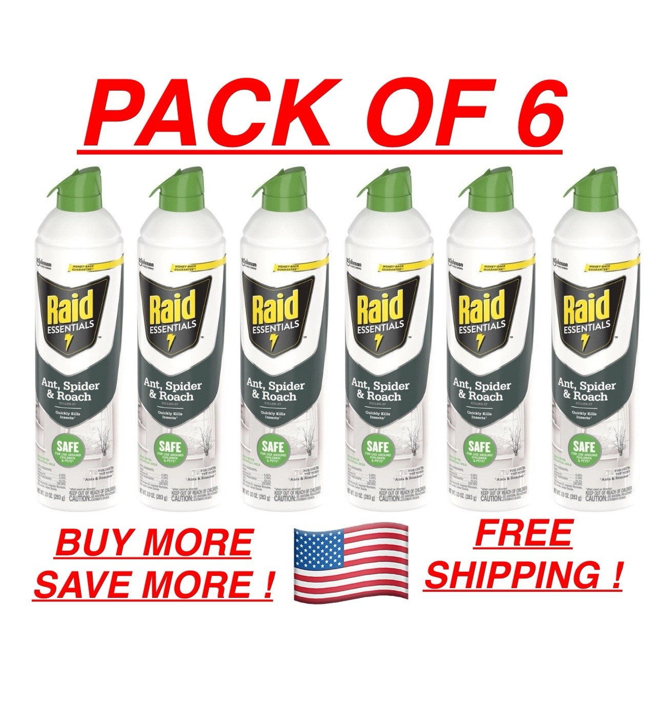 Raid Essentials Ant Spider and Roach Killer Aerosol Spray ( 6pc )