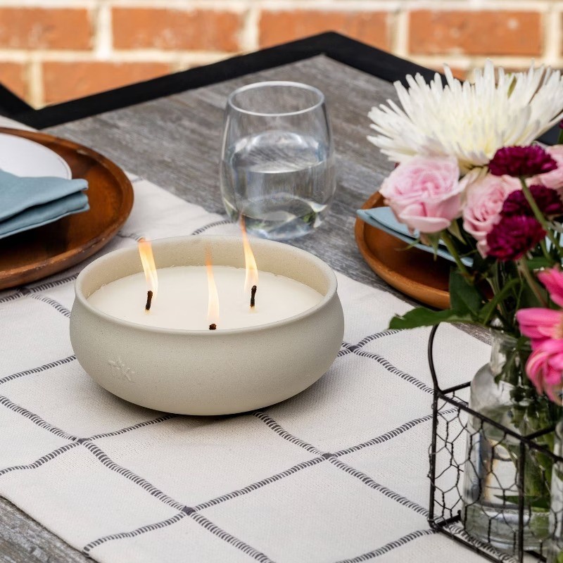 2pk 3 Wick Concrete Bowl Citronella Jar Candle 3lb