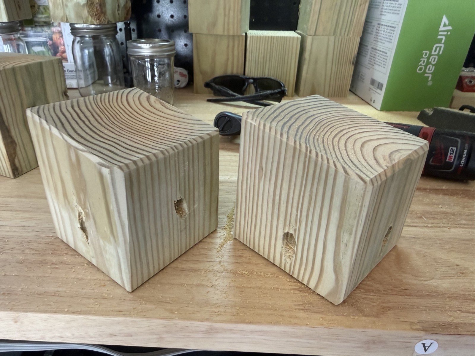 Handmade Set Of 2 Pine Carpenter Bee Traps w/ Jars and DClip Hook Free Shipping!