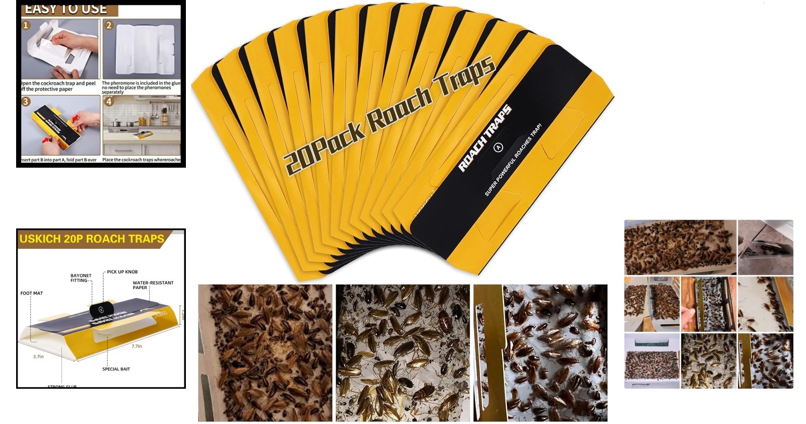 20 Pack Eco-Friendly Roach Traps – Child & Pet Safe Indoor Pest Control