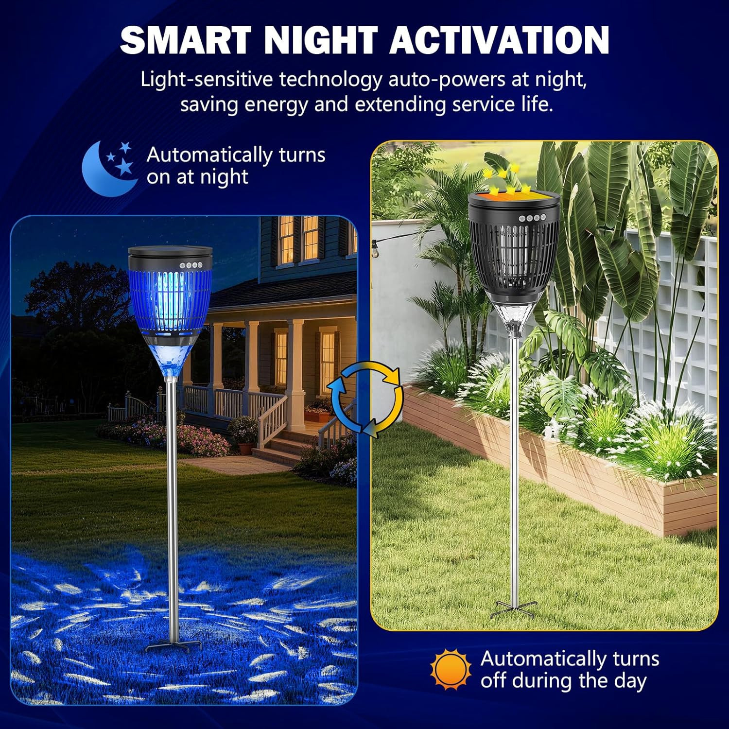 All in 1 Solar Bug Zapper Outdoor, Flame & Projection Mode, Auto/Manual Modes, 4