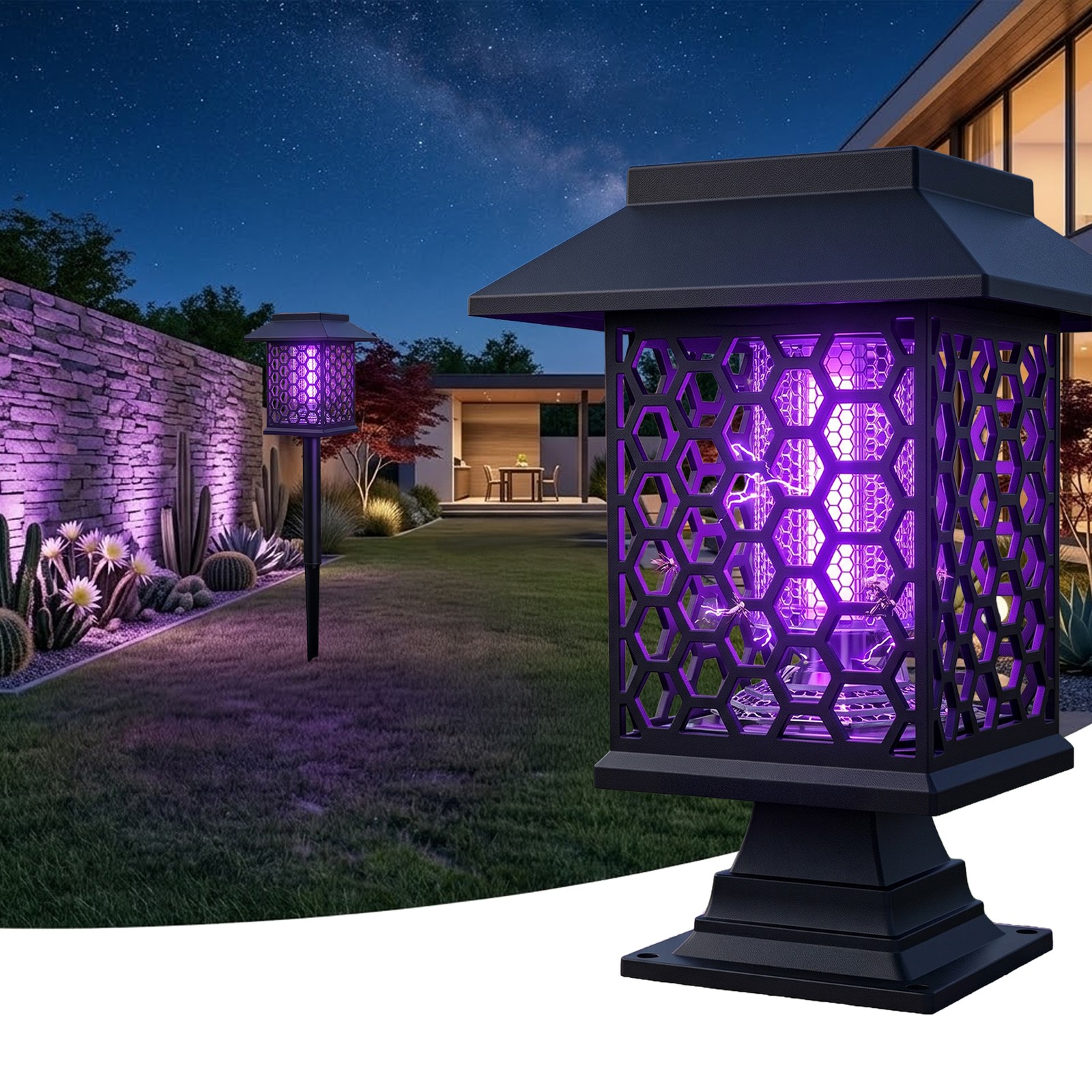 4Pack Solar Mosquito Zapper for Outdoor Yard and Garden Lighting