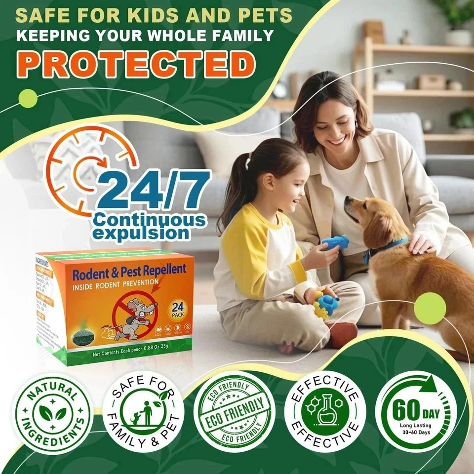 Natural Rodent Repellent Peppermint Sachets 24 Pack Mouse Mice Pest – US