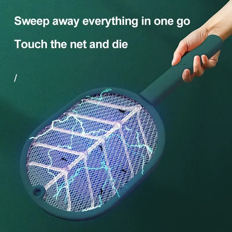 Handheld USB Rechargeable Mosquito Fly Swatter Zapper Killer Bug Insect Racket