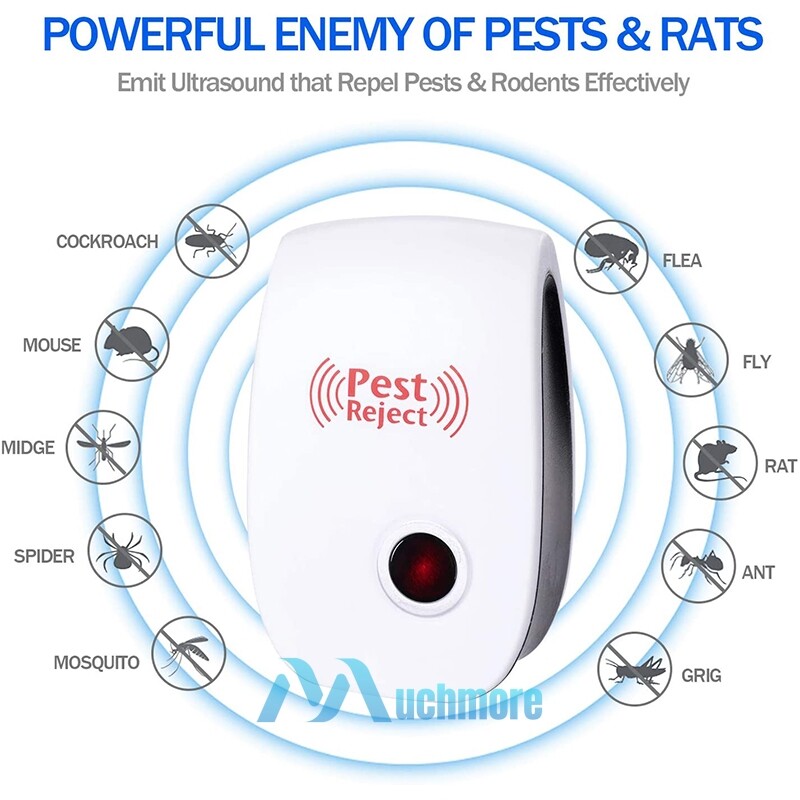 6x Pest Reject Ultrasonic Repeller Home Bed Bug Mites Spider Defender Roaches 5W