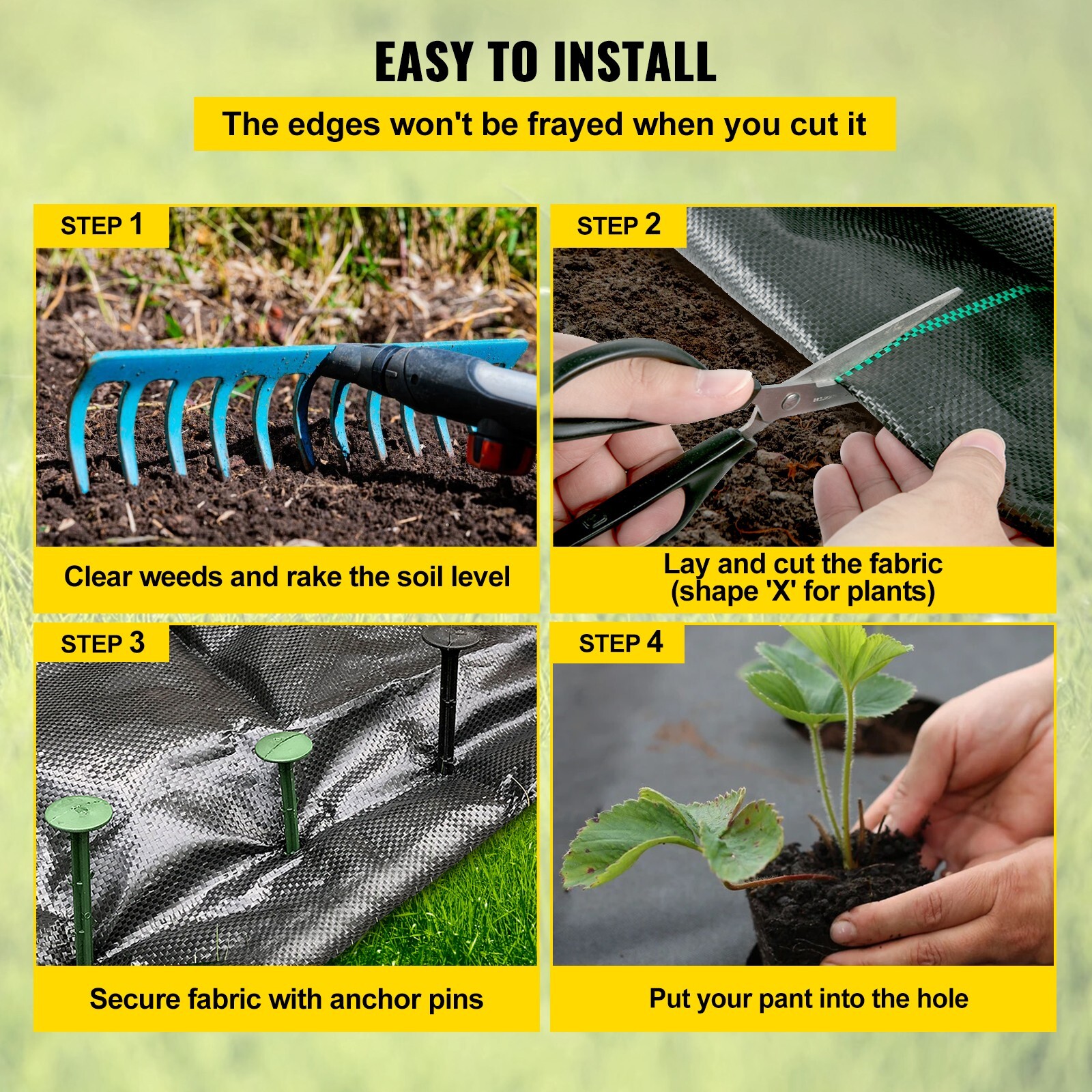 4′ x 300′ Woven Weed Barrier Landscape Fabric Ground Cover 5.8oz Weed Control