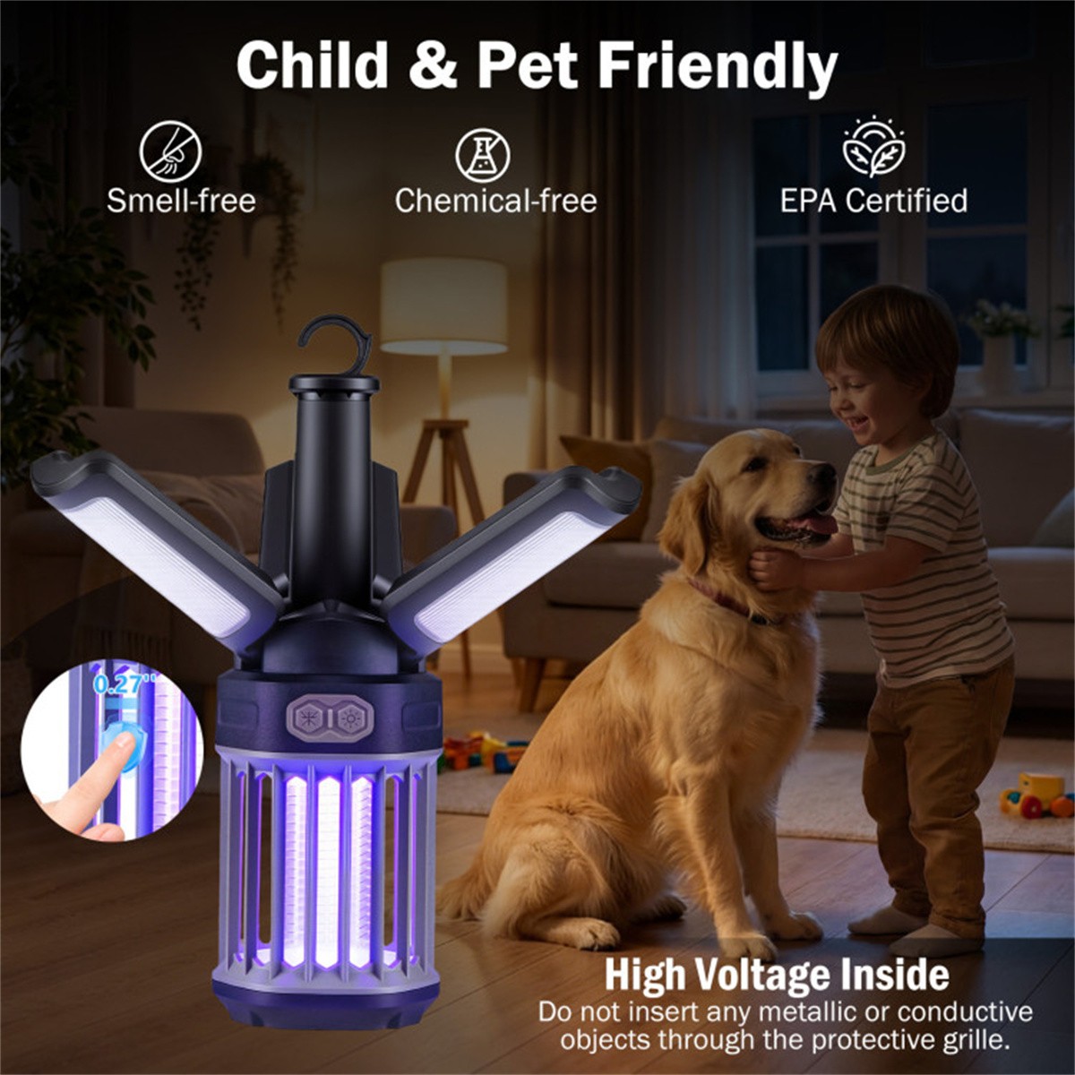 IPX6 Waterproof Mosquito Killer 2-in-1 Rechargeable Bug Zapper Camping Lantern