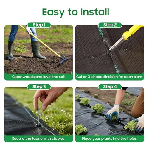 Weed Barrier Landscape Fabric, Heavy Duty Polypropylene, Black, 3FT × 100FT