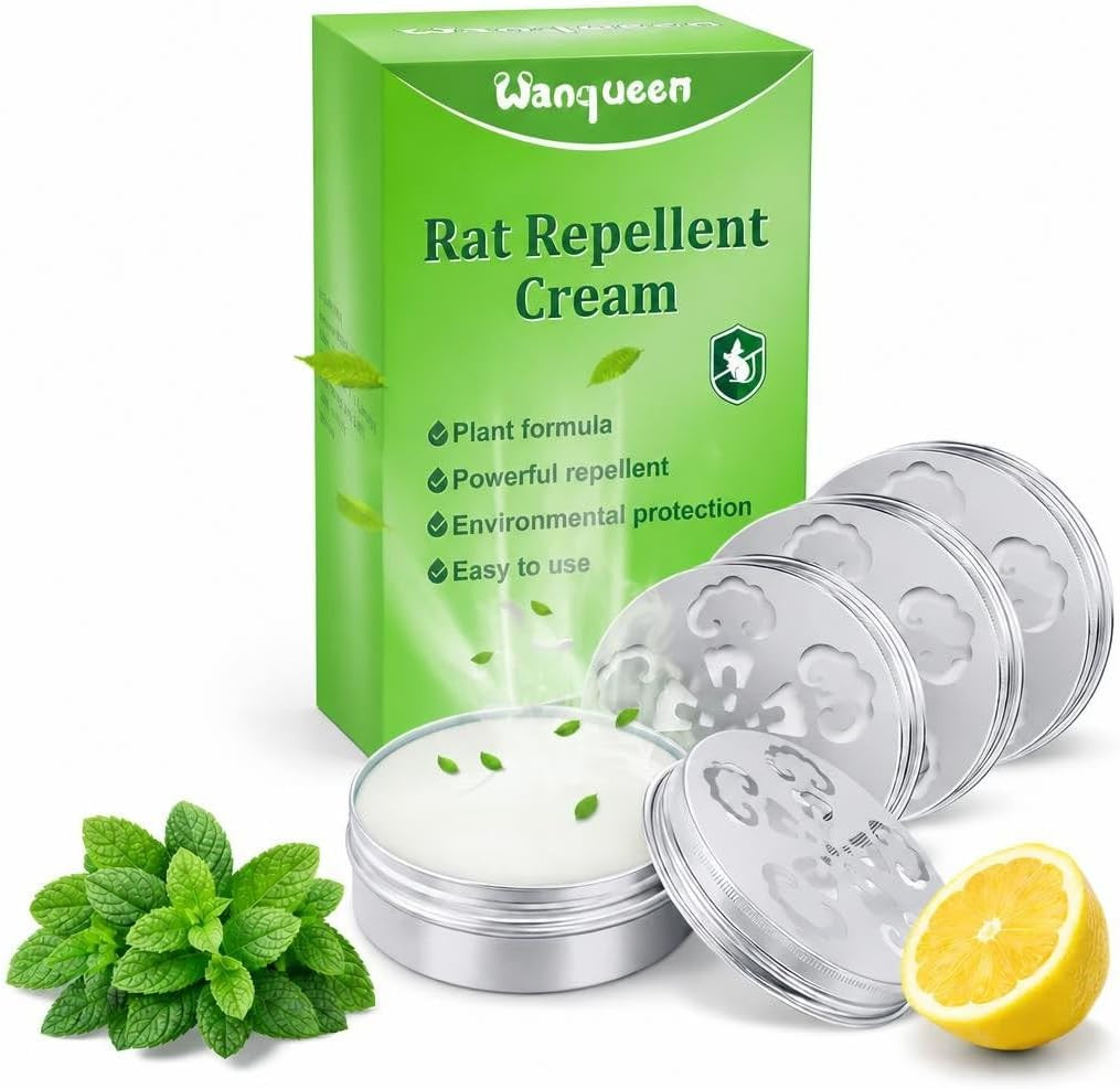 4 Pack Rodent Repellent Outdoor, Mouse Repellent with Peppermint Oil for Indoor