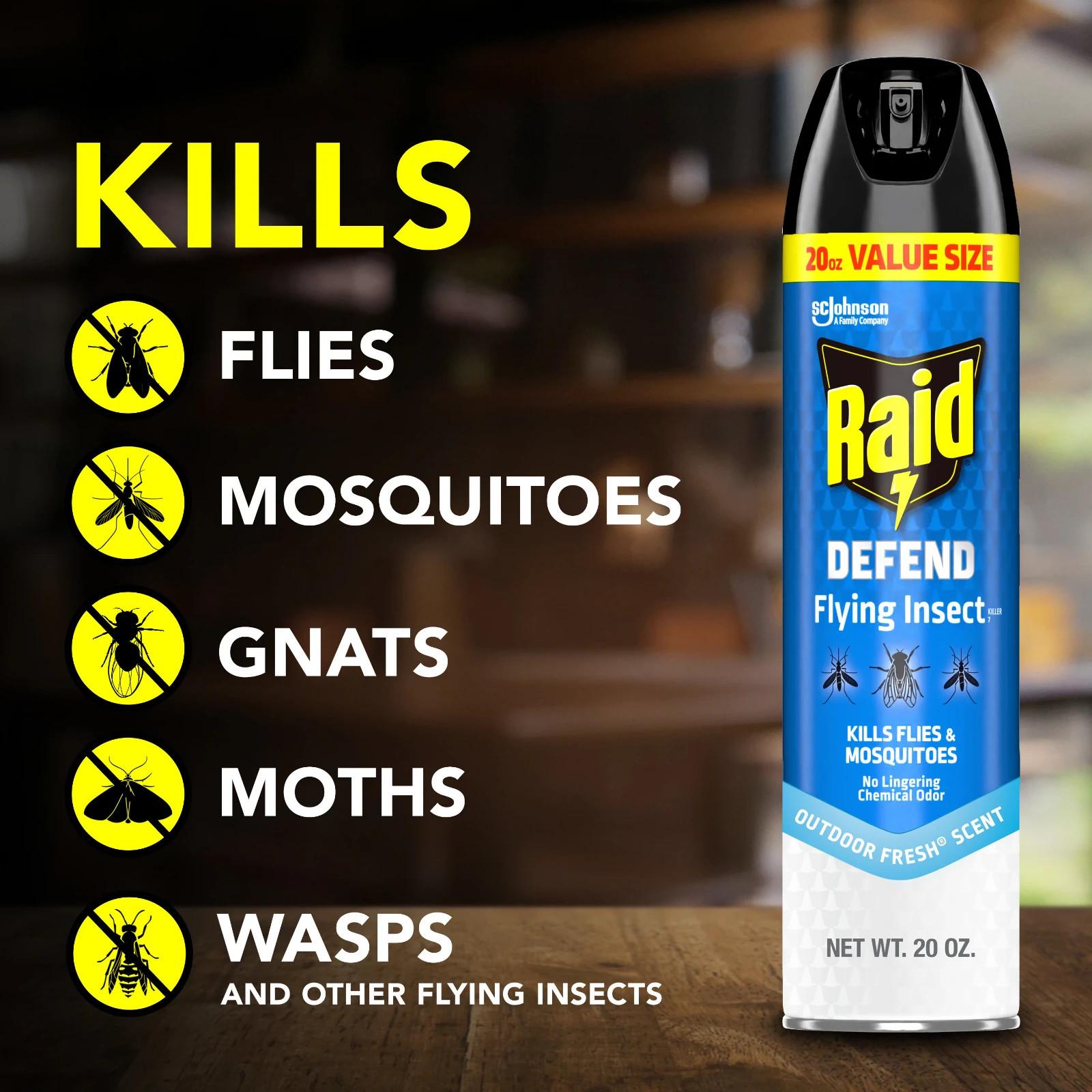 Defend Flying Insect Killer Spray 20 oz Outdoor Fresh Scent Can