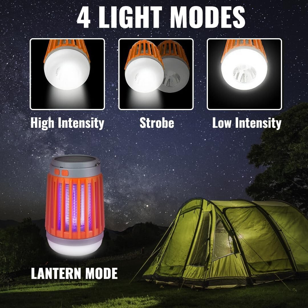 USB Solar Rechargeable Mosquito Lantern Zapper Repellent Outdoor Patio Indoor