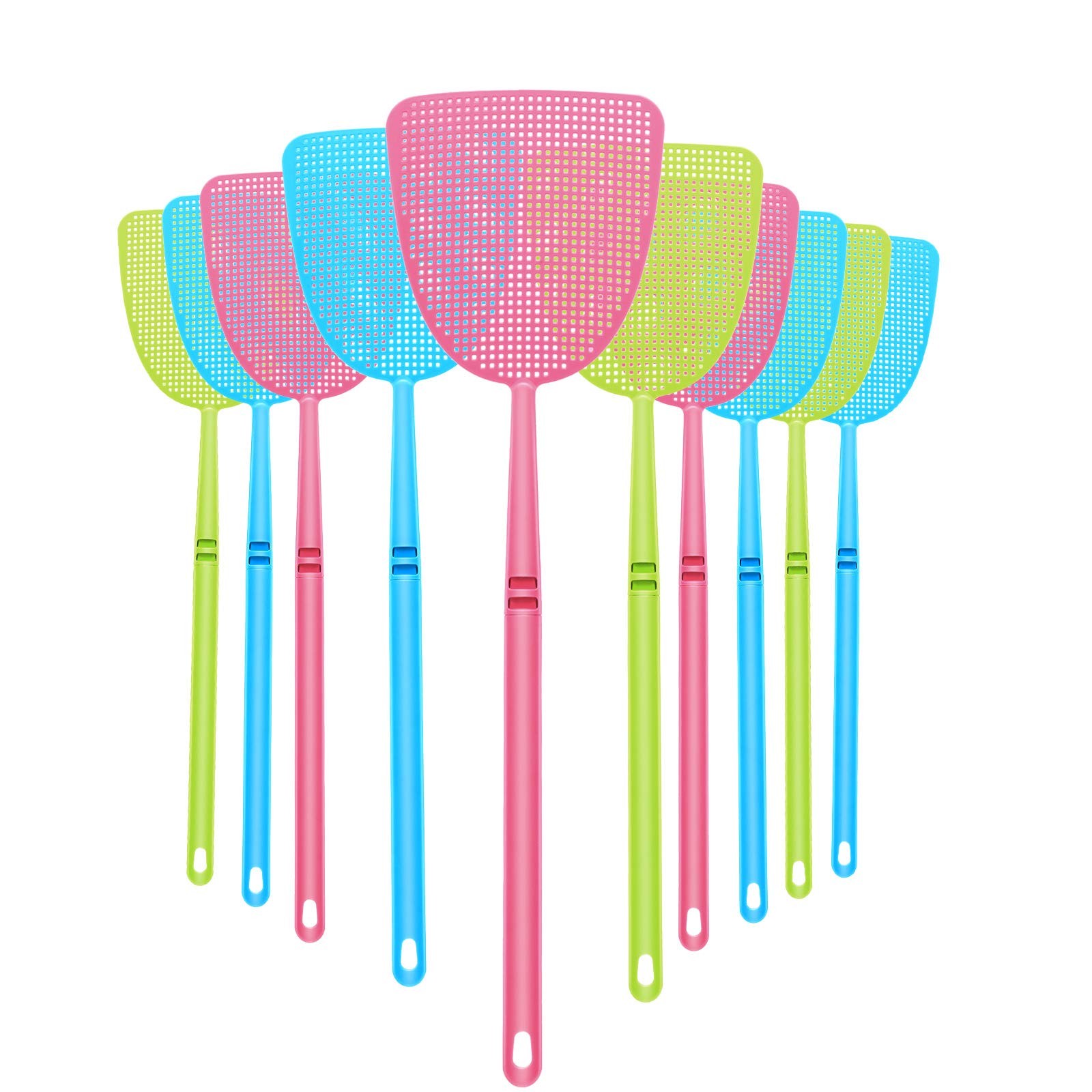 Boao 10 Pcs Fly Swatter Bulk Plastic Colorful Strong Flexible Manual Fly…