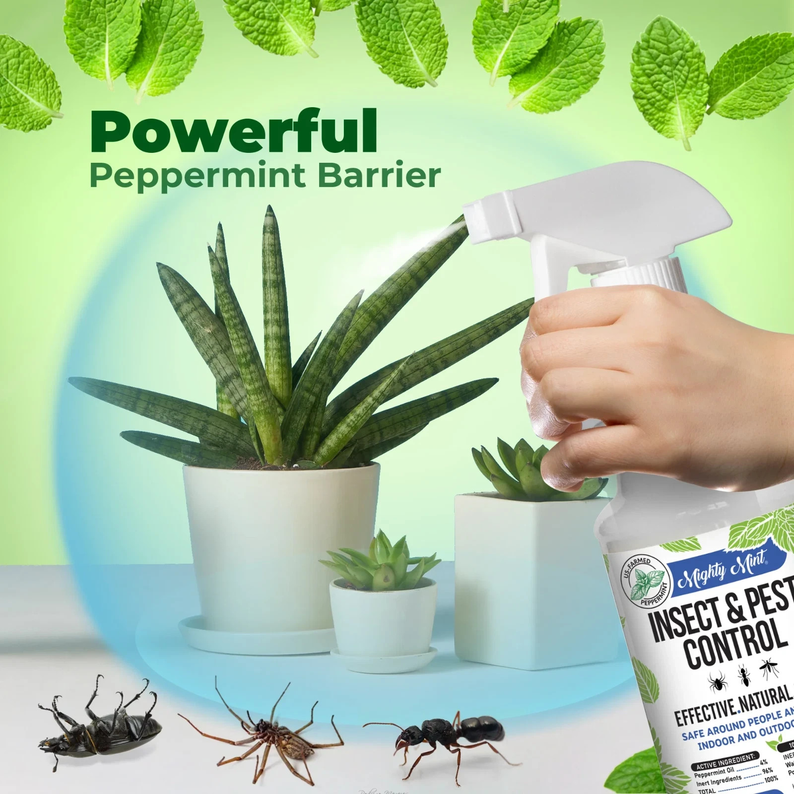 Mighty Mint Insect & Pest Control Spray 15 oz Natural Peppermint Oil Repellent