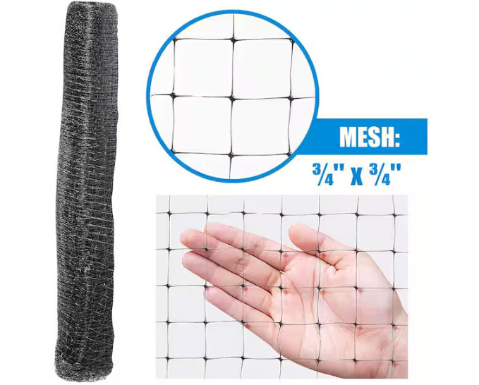 7 Ft. X 100 Ft. X 3/4 In. Black Plastic Bird Netting for Vegetable, Tree and Fru