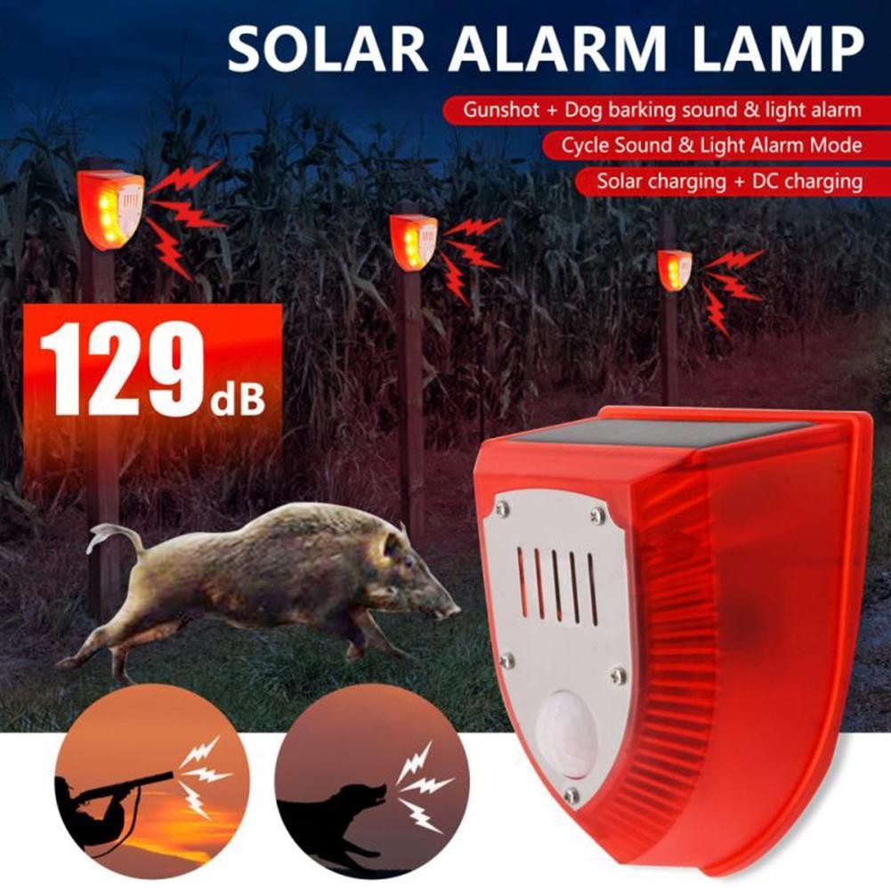 4PCS Solar Outdoor Motion Sensor Alarm-129db Dog Barking & Gunshot USB Charge