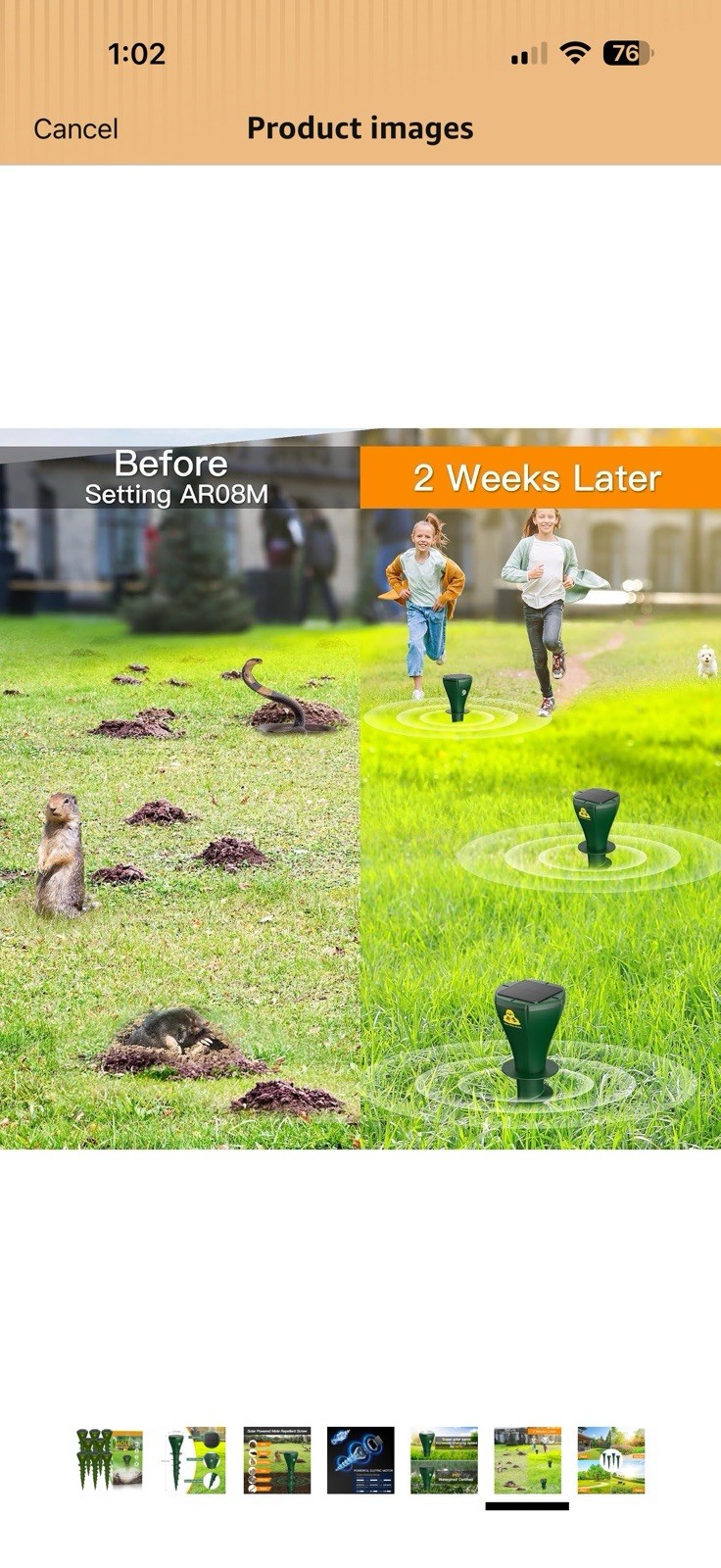 Solar Mouse & Mole Solar-Powered Mole Repellent Screw, 4 Pack