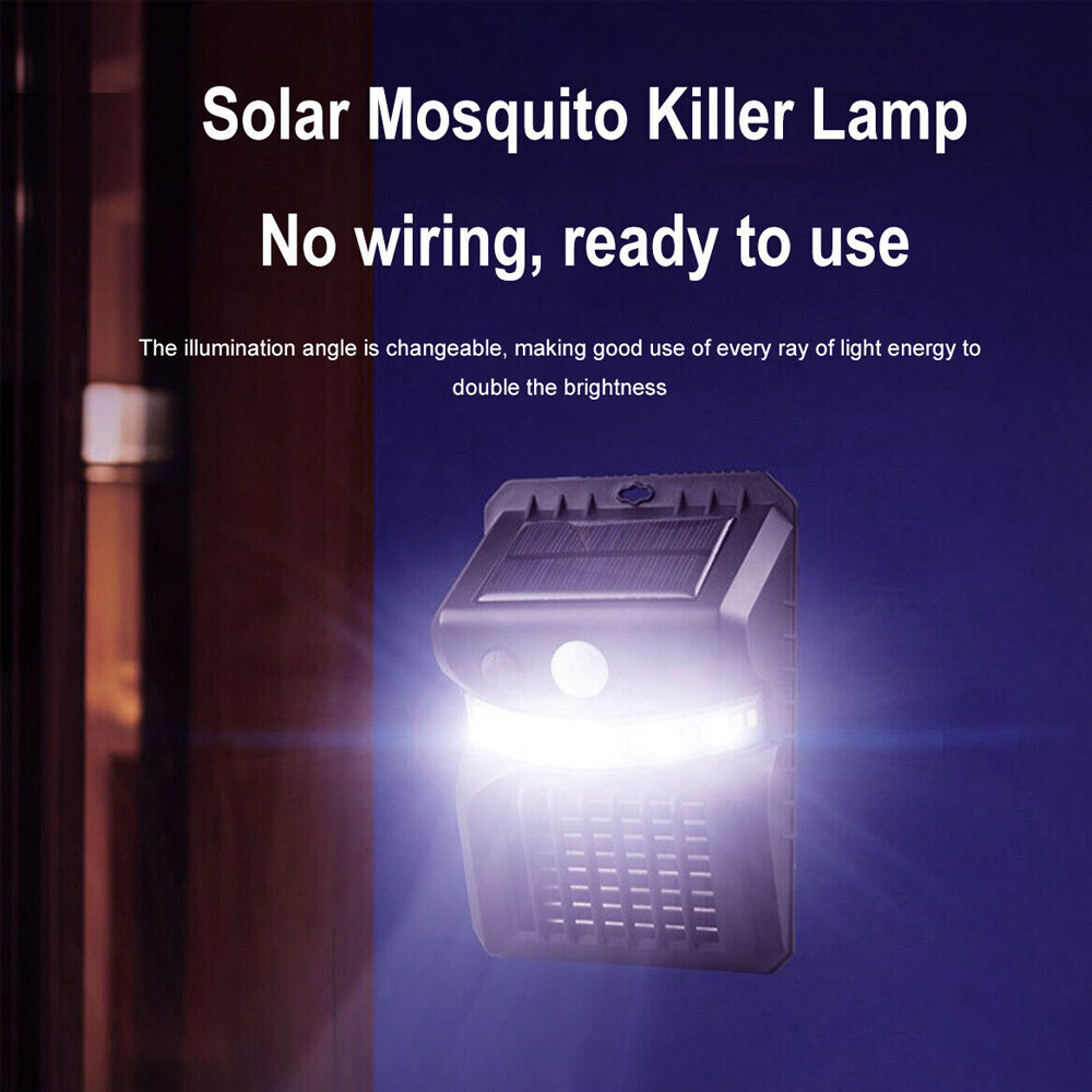 Solar Powered LED Mosquito Fly Bug Insect Zapper Killer Trap Lamp Outdoor Light