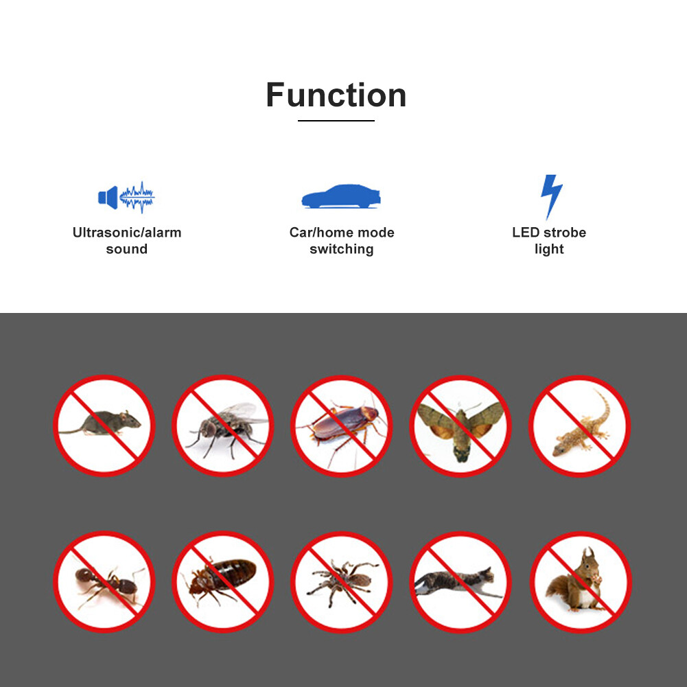 1Pcs Ultrasonic Mouse Light Alarm Sound Rat Deterrent for Car Basement Warehouse