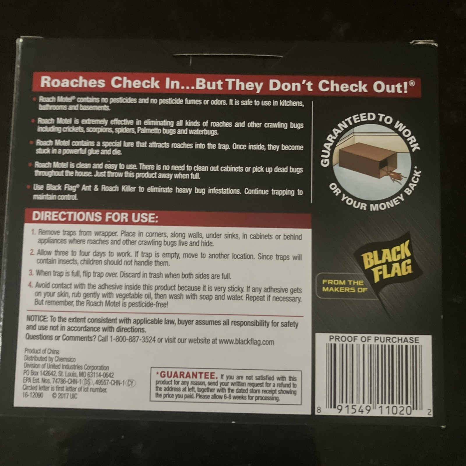 8 PK Black Flag Roach Motels Cockroach Bug bait Glue Trap Spider Motel Free Ship