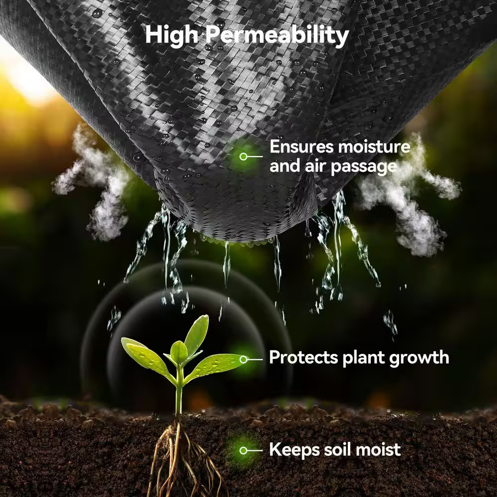 4 Ft. W X 300 Ft. L Heavy Duty Woven Polypropylene Outdoor Weed Barrier Erosion