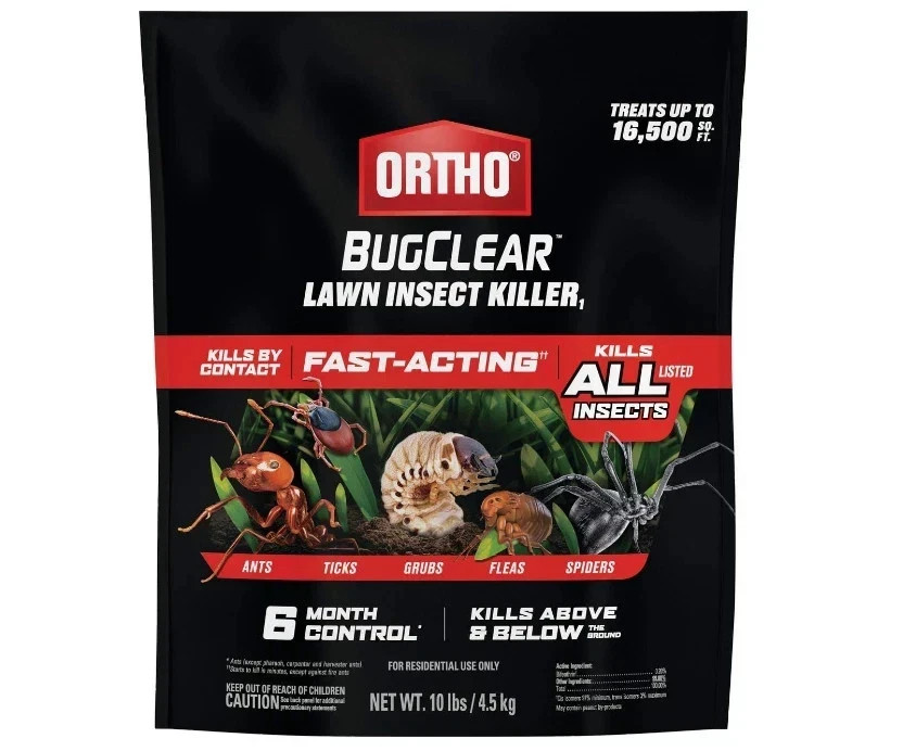Ortho BugClear Lawn Insect Killer Kills By Contact Fast-Acting Most Insects 10lb