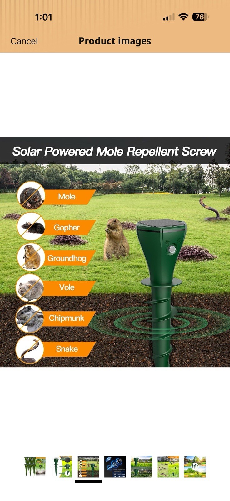 Solar Mouse & Mole Solar-Powered Mole Repellent Screw, 4 Pack