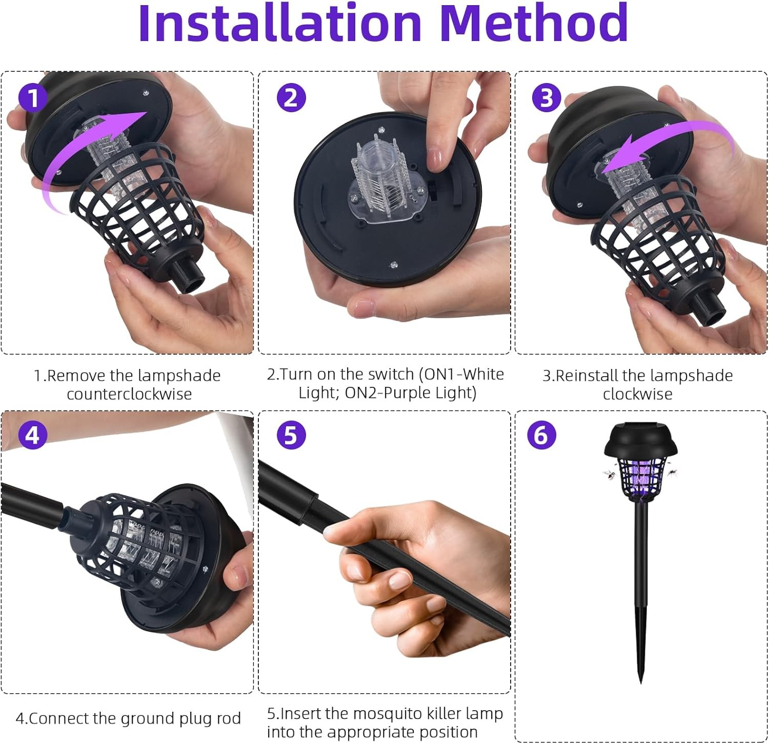4Pack Solar Bug Zapper Outdoor Waterproof Mosquito Repellent Patio Trap & Killer