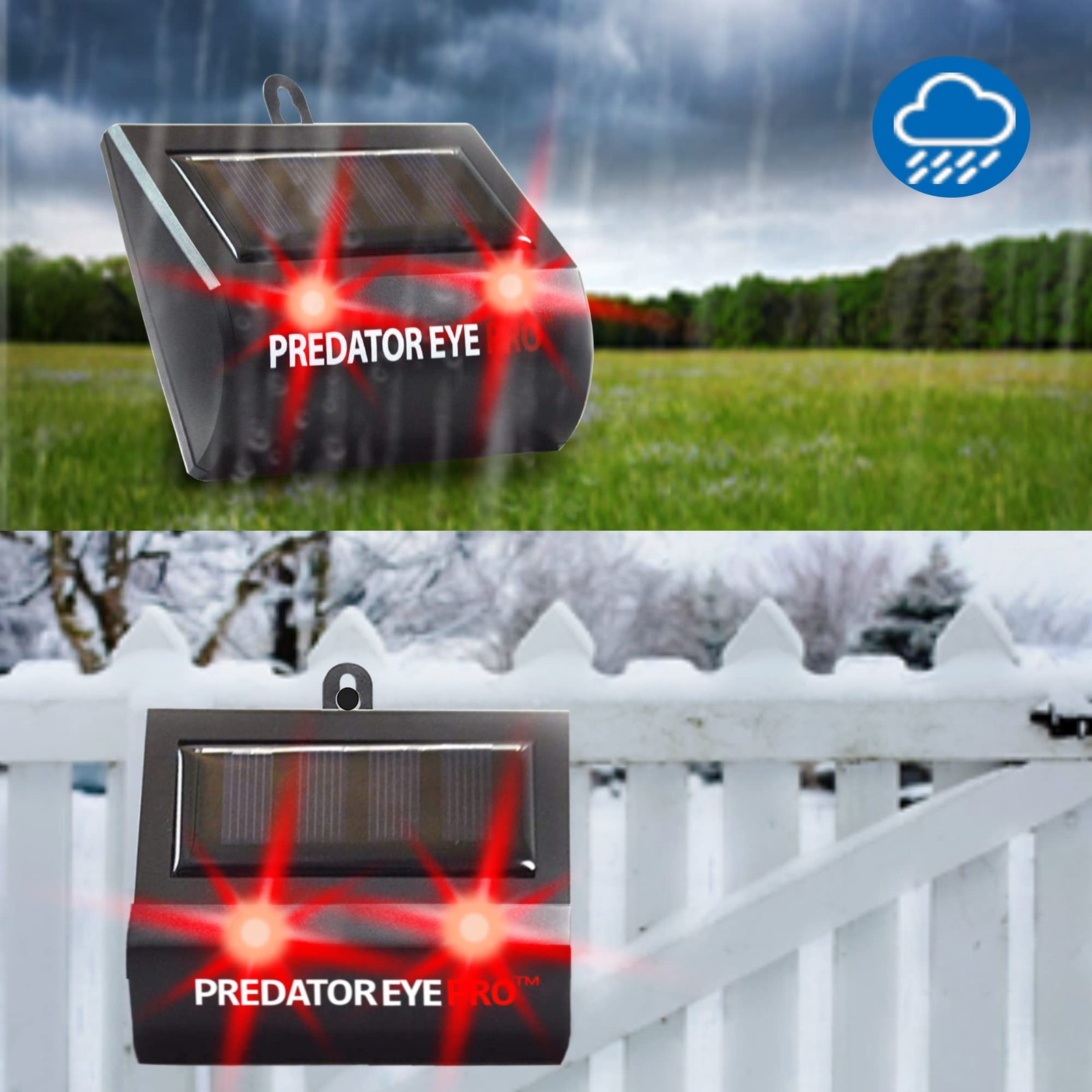 Solar Powered Pest Control Device Two Pack Humane Animal Deterrent 4600 Sq Ft