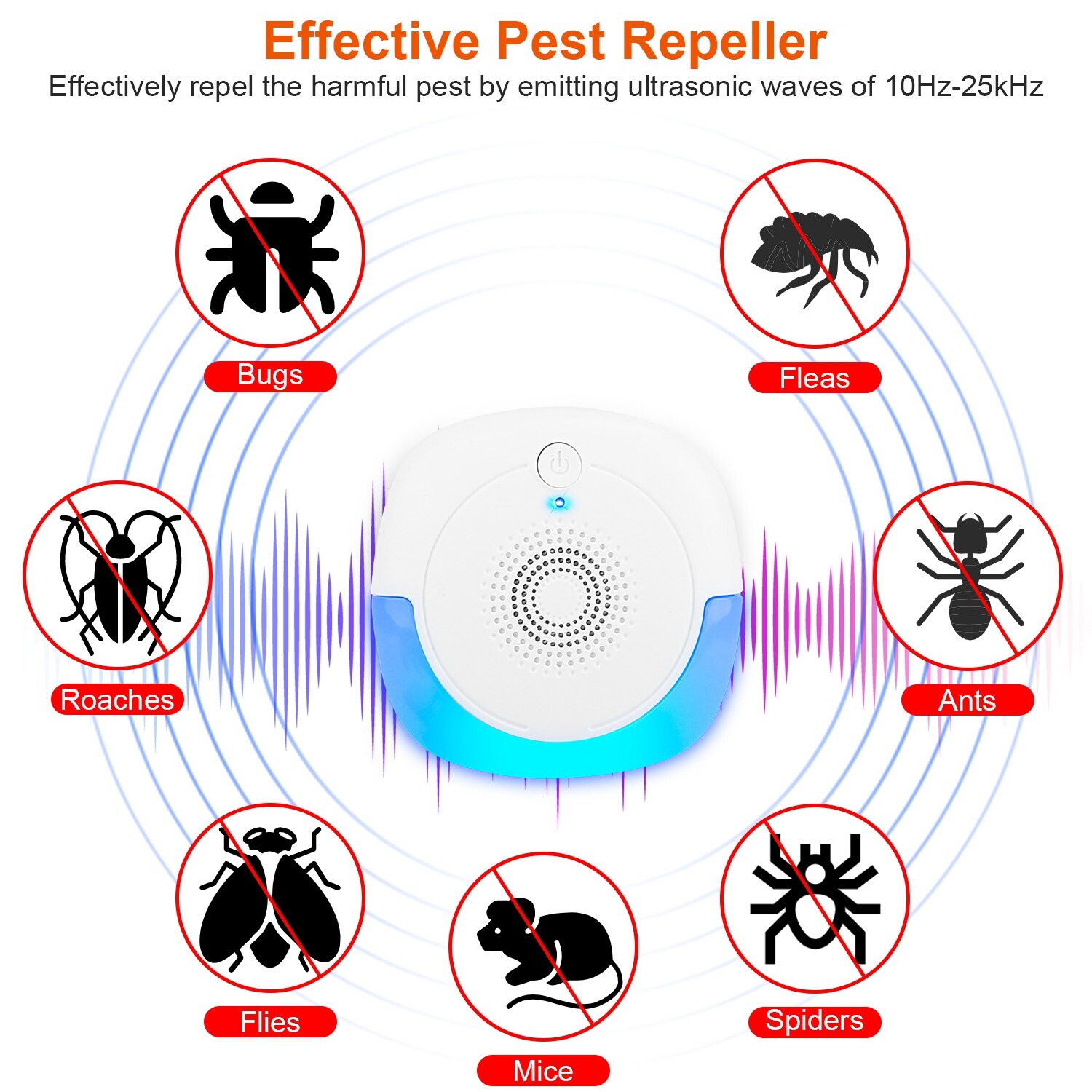 6PCS Ultrasonic Pest Repellers Plug-In Pest Control Home Bug Rat Spider Roaches