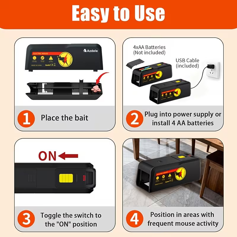 ELECTRIC MOUSE & RAT KILLER – COMPACT ELECTRONIC PEST TRAP WITH ZAPPER FUNCTION