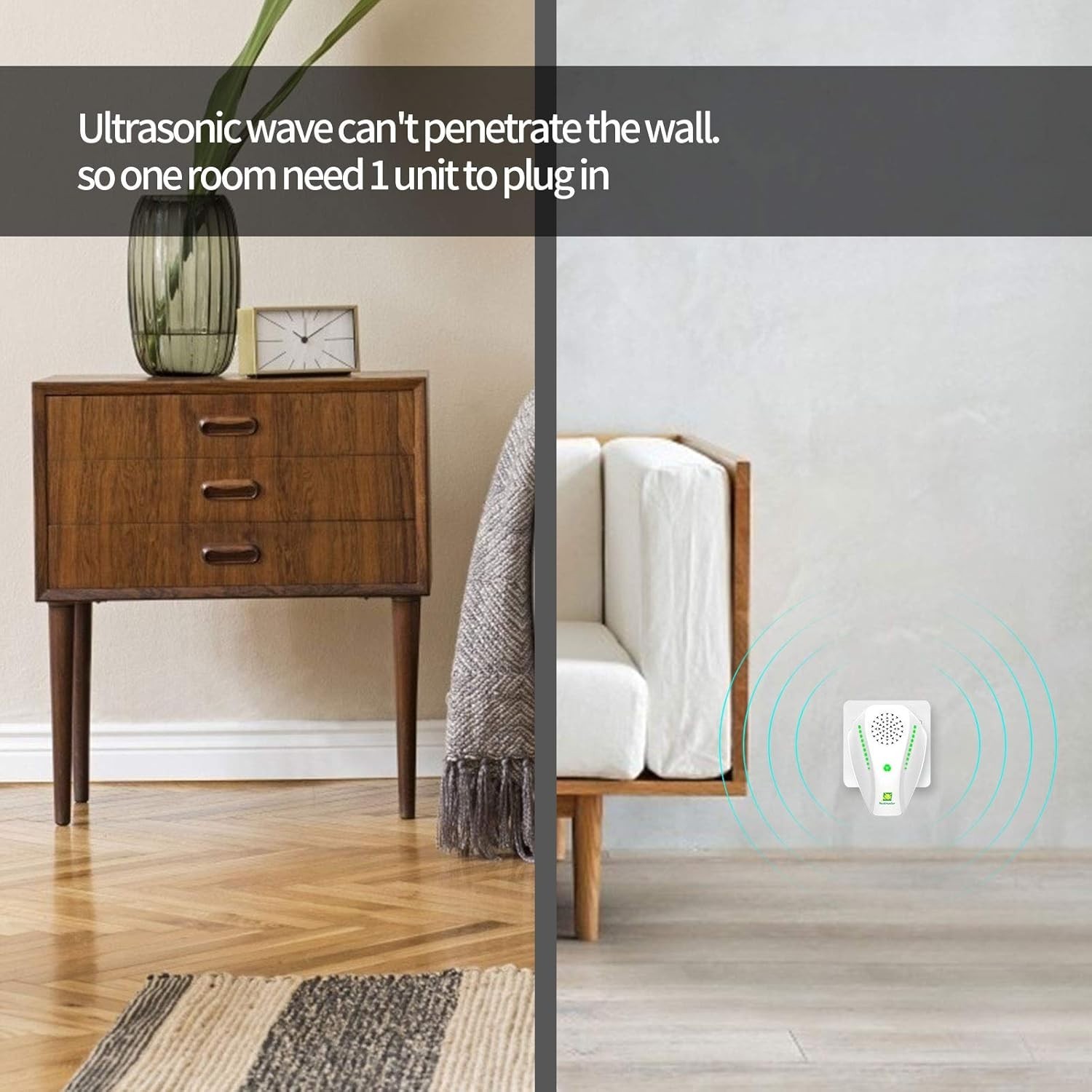 Ultrasonic Pest Repeller, White, Modern