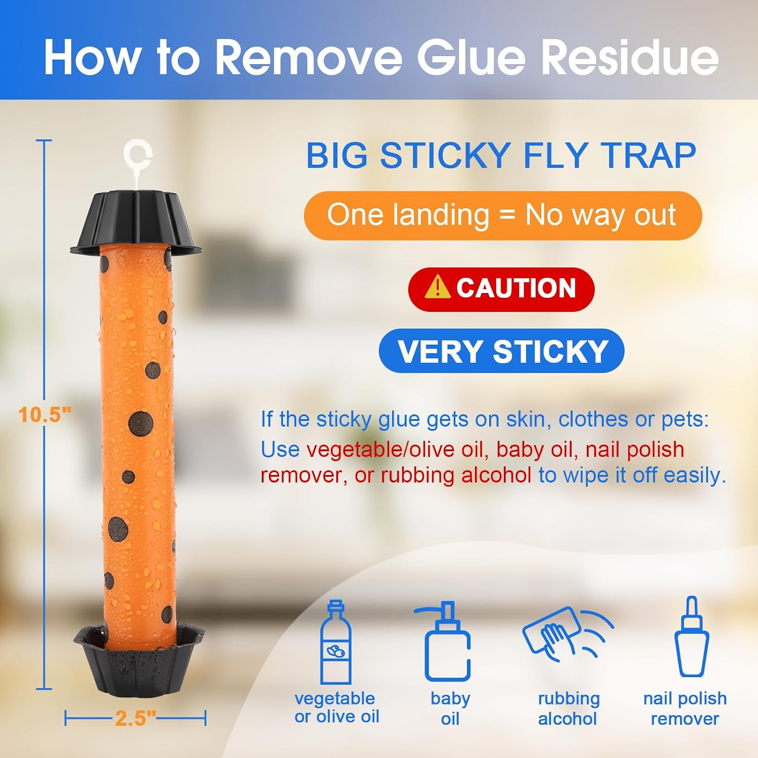 4 Pack Fly Trap Stick, Sticky Fly Traps Indoor/Outdoor, Flies Catcher Paper Tape