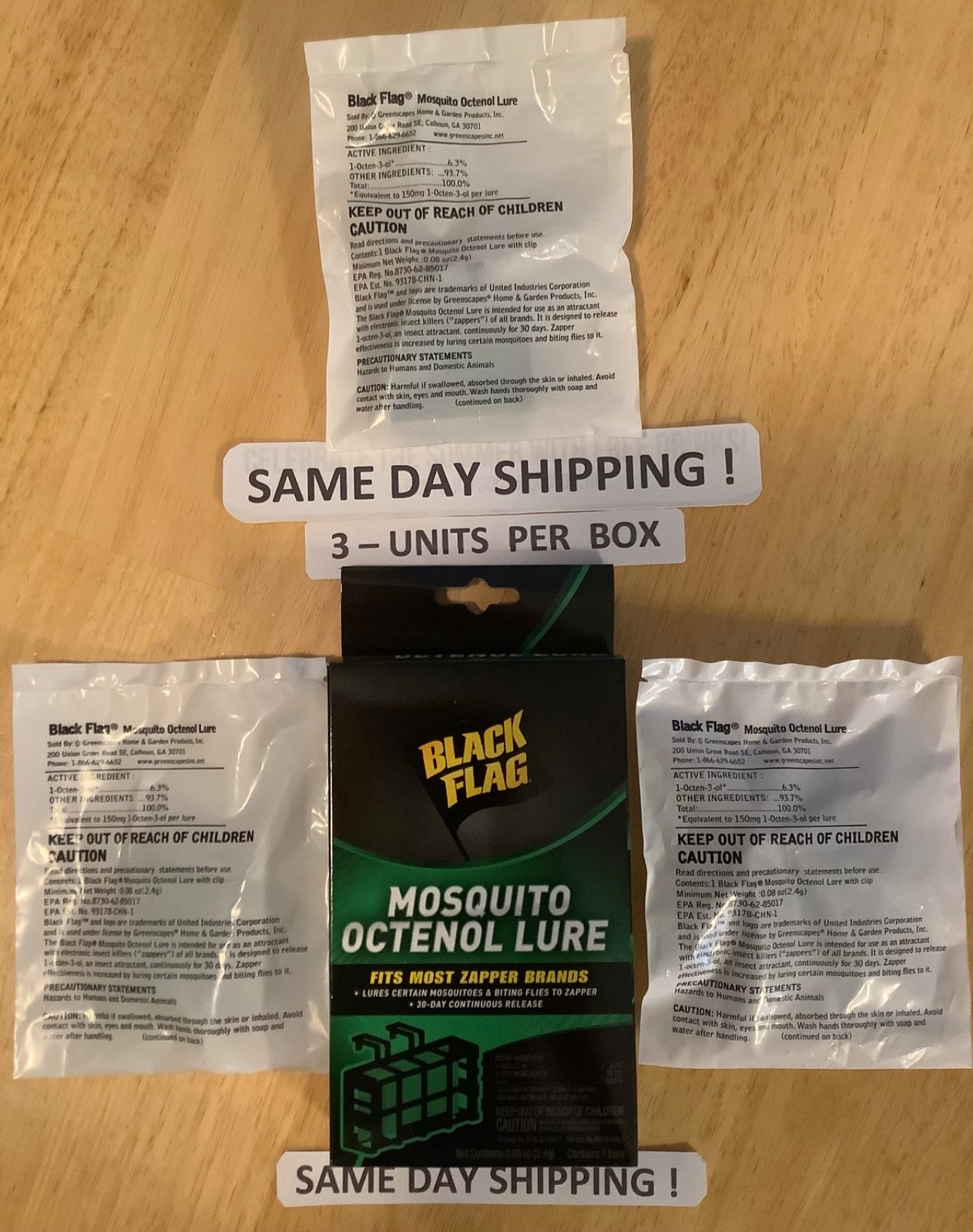 3 – NEW Sealed Black Flag Mosquito Octenol Lure BZ-OCT1 Lure Fits Most Zappers