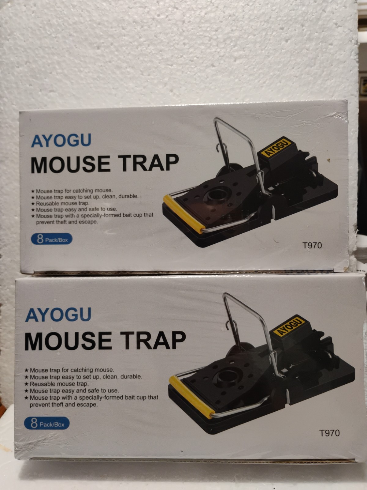 AYOGU Mouse Traps – 16 Total (2 Boxes, 8 Traps Each) – Sensitive & Effective
