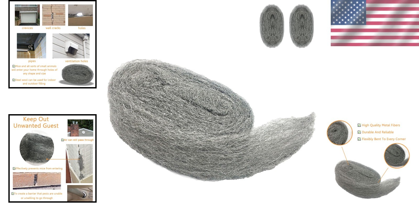 Effective 3″ Steel Wool Barrier – 10 Ft Mice Control Filler for Indoor & Outdoor