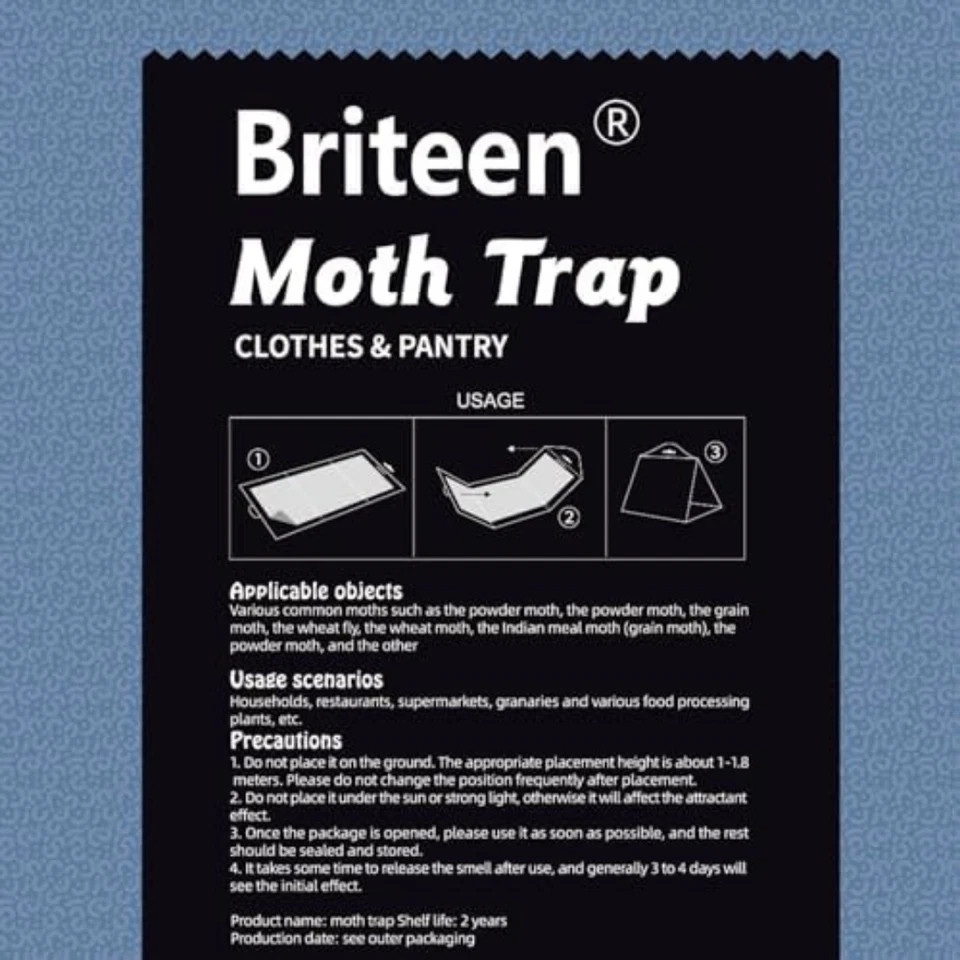 10 Pack Pantry Moth Traps Safe and Effective for Food and Clothing- Glue Traps w