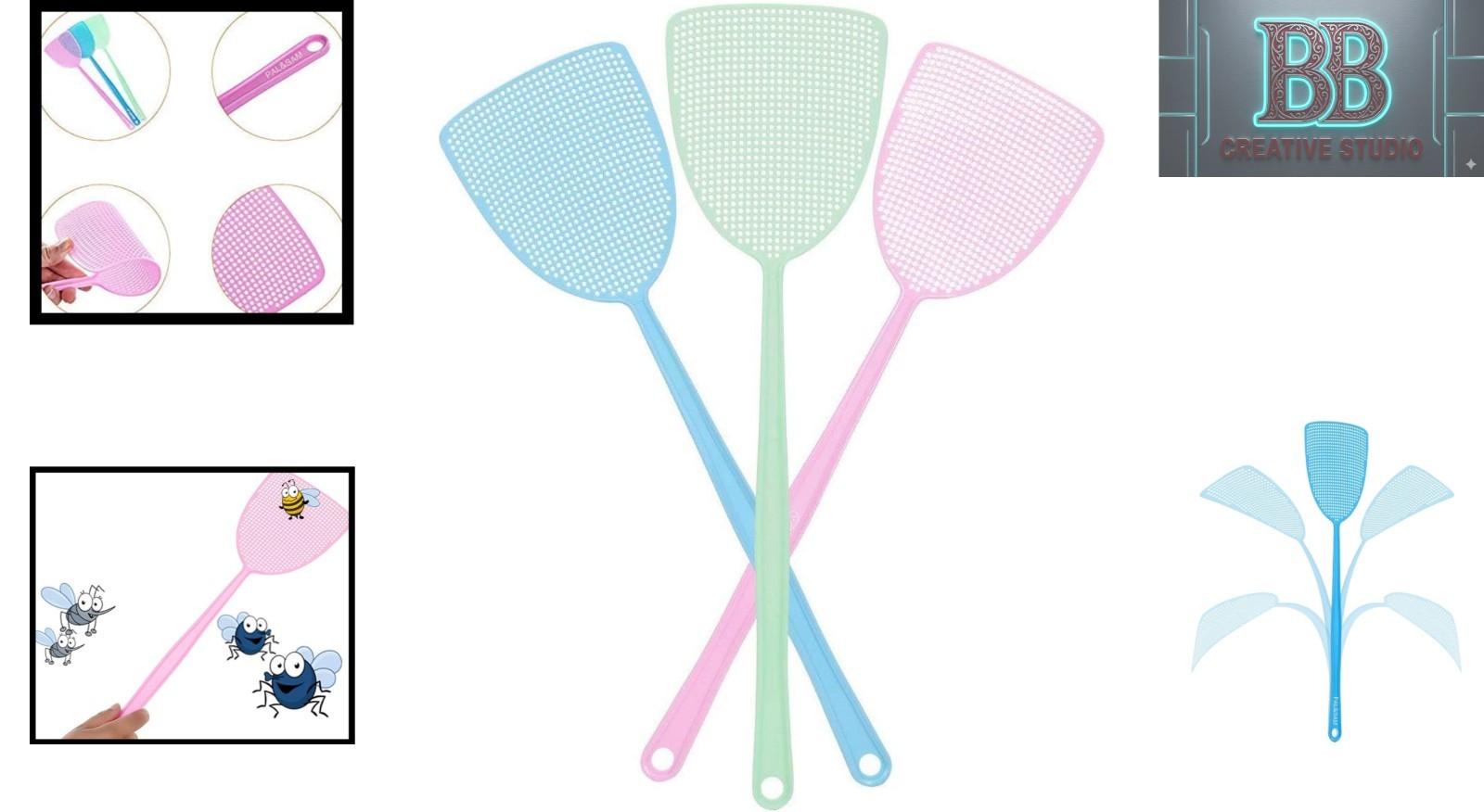 Heavy Duty Fly Swatter Set – 3 Pack Assorted Colors for Effective Swatting