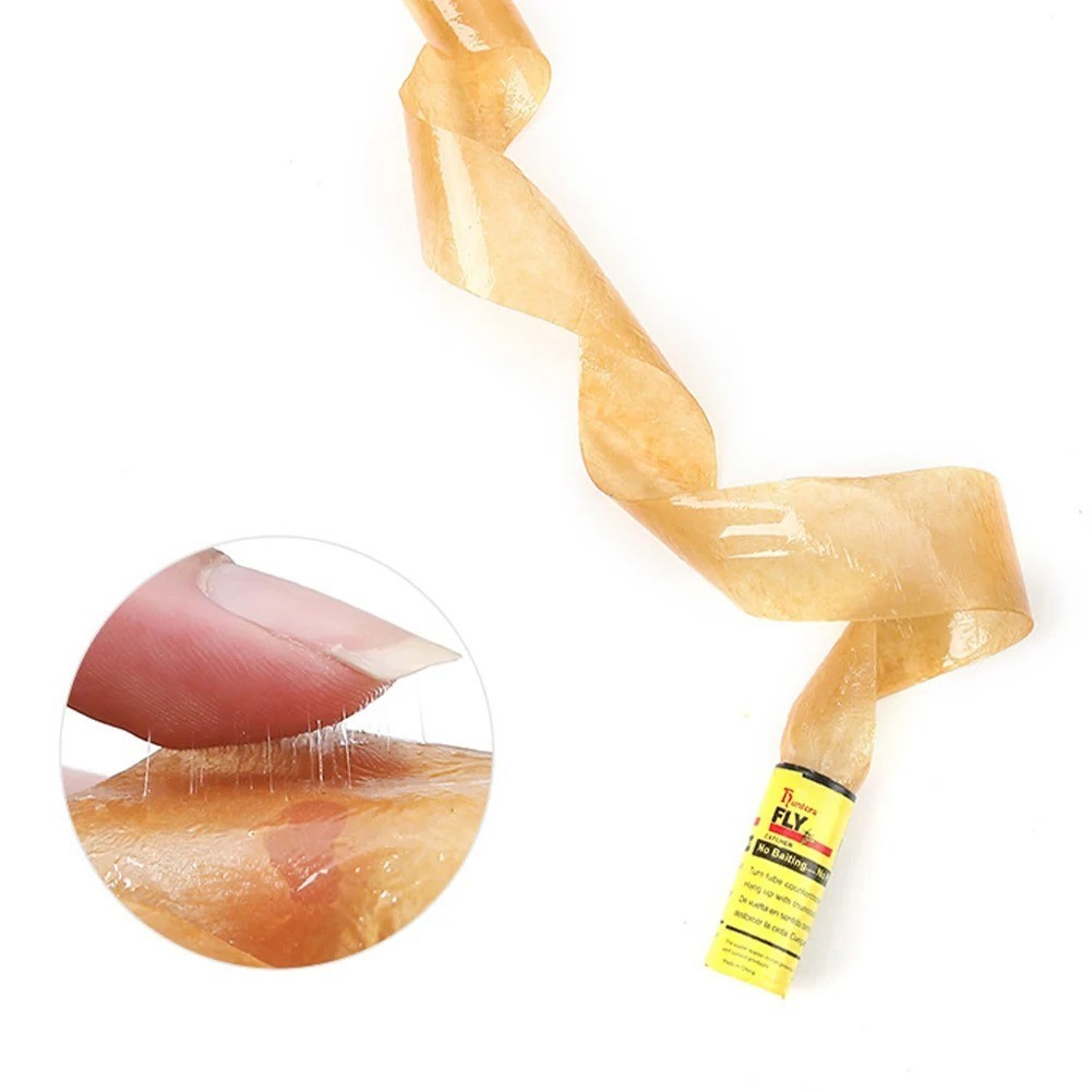 4 Rolls Insect Bug Fly Glue Paper Catcher Sticky Flies Trap Ribbon Tape Strip