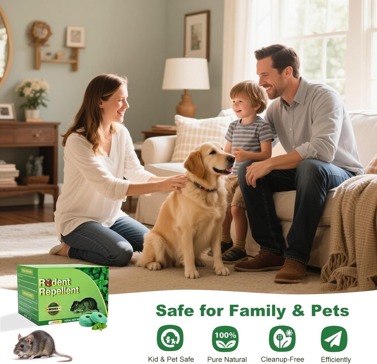 24 Pcs Rodents Repellent with Peppermint Oil – Mouse, Rat & Squirrel Repellent