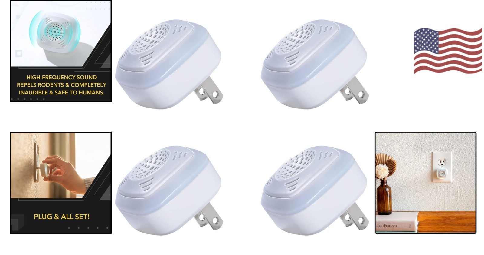 OW-5 Ultrasonic Rodent Repellers 4 Pack – Poison-Free & Child-Safe Solution