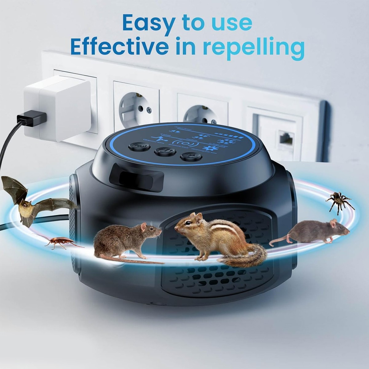 1-2 Pcs Ultrasonic Rodent Repellent Pest Repeller Mouse Blocker Rat Deterrent