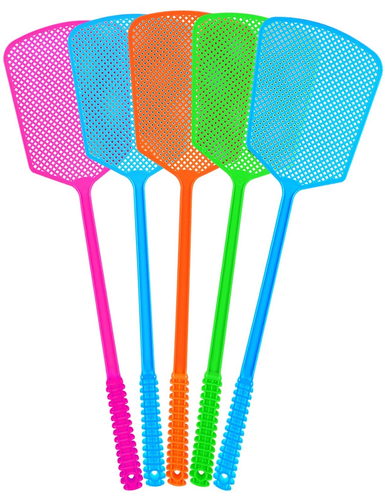 Fly Swatter,5 Pack Plastic Heavy Duty Manual Fly Killer, Long Handle Flyswatt
