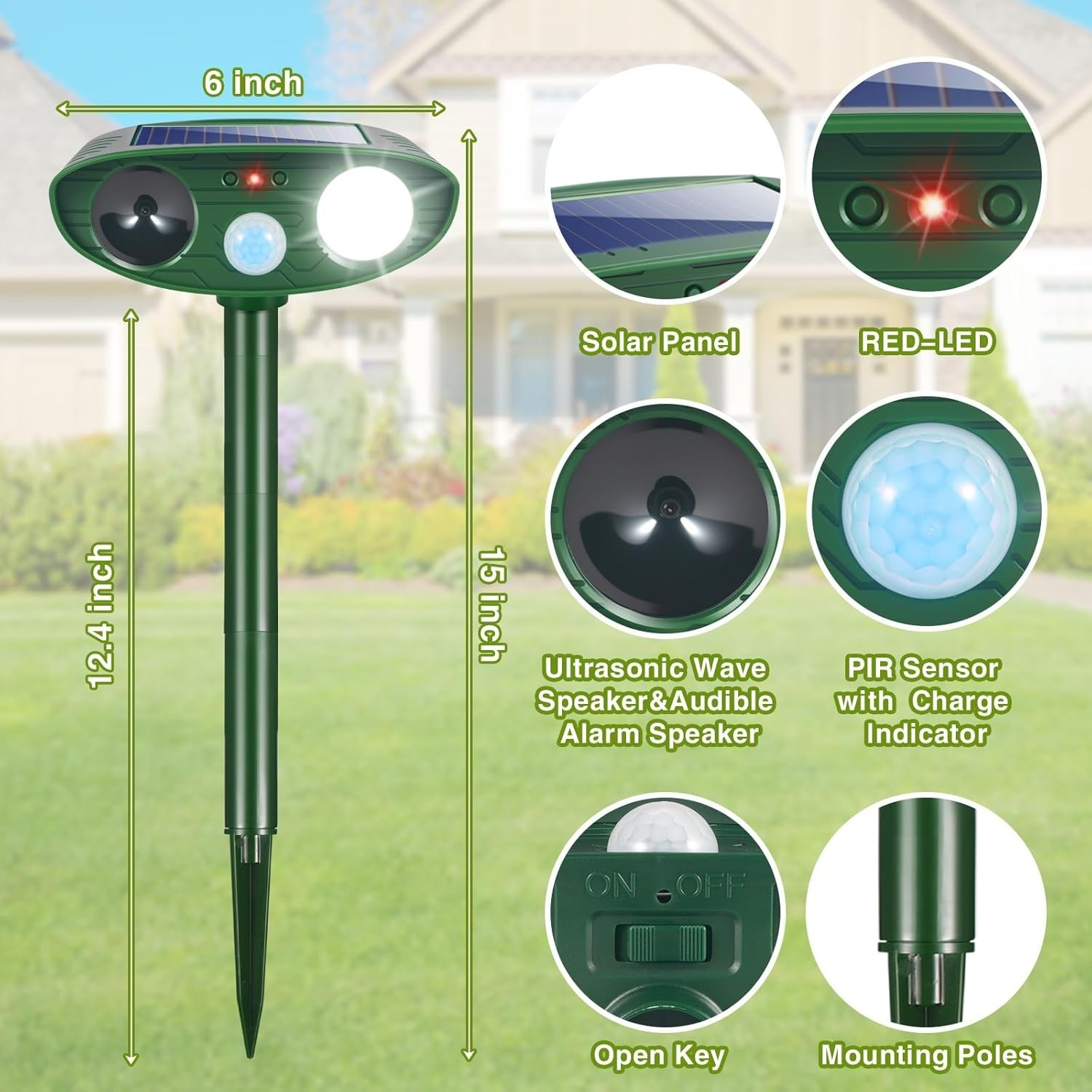 2Pack Sonic Fortress Pro Deer Repellent Solar Ultrasonic Animal Repellent Outdoo