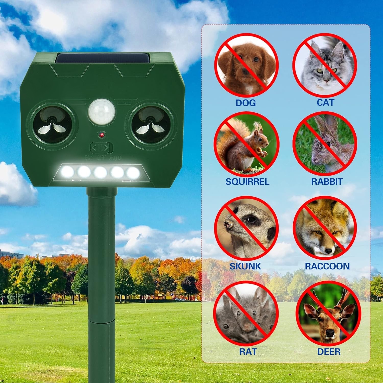 4PCS solar ultrasonic animal repellent outdoor motion sensor Repellent Devices